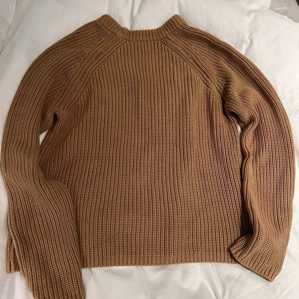 Quince Organic Cotton Chunky Knit Sweater Camel Womens Size Large - Picture 4 of 6